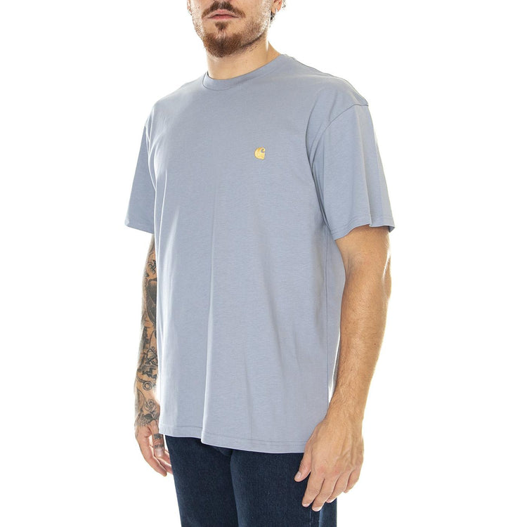 S/S Chase T-Shirt Mirror / Gold - Maglietta Girocollo Uomo Grigia I026391.1R2XX  CARHARTT WIP 