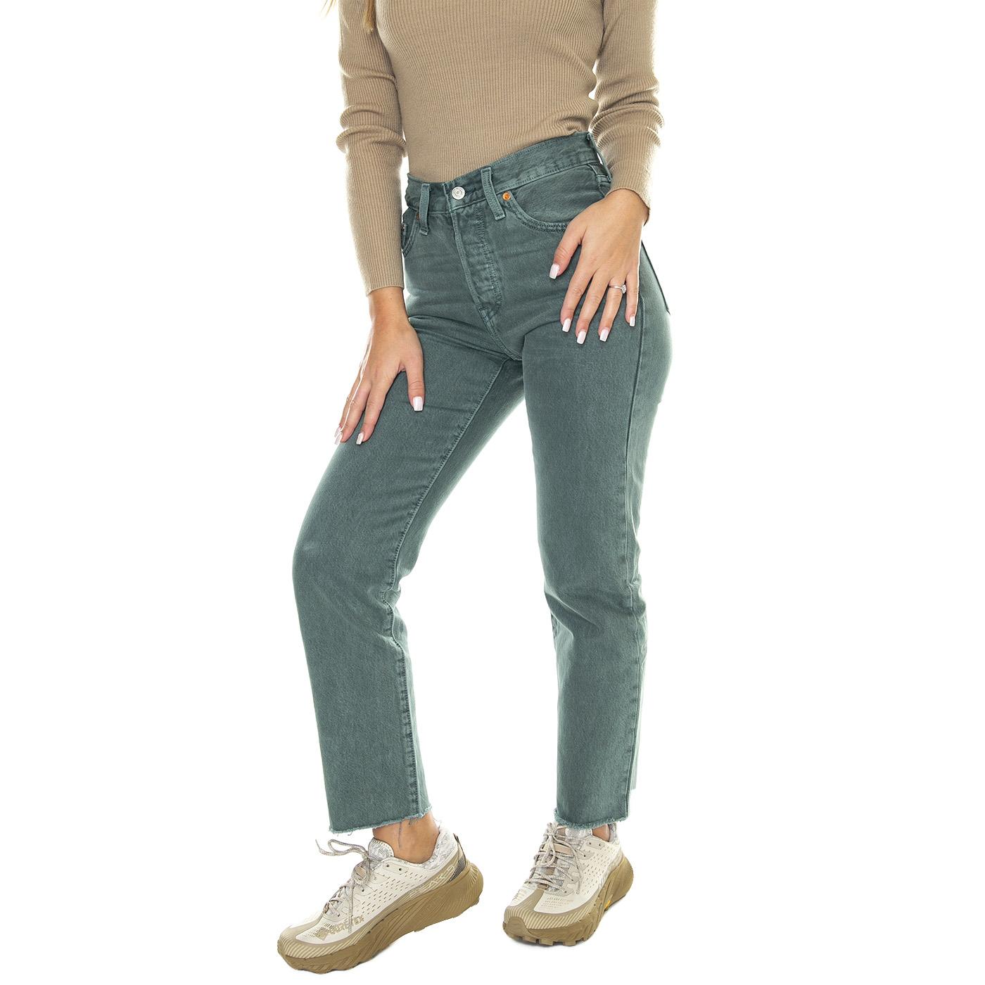 501 Crop Misty Silver Pine Green - Pantaloni Denim Jeans Donna Verdi 36200-0298  LEVIS 