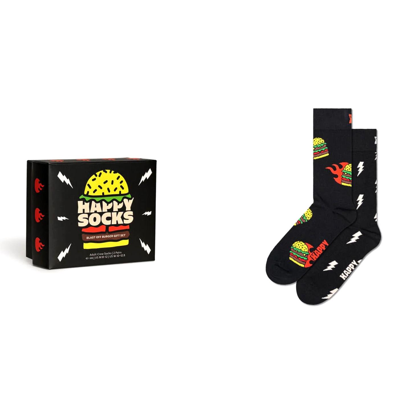 2-Pack Blast Off Burger Socks Gift Set 9000 - Set da Due Paia di Calzini Multicolore P000310-9000  HAPPY SOCKS 