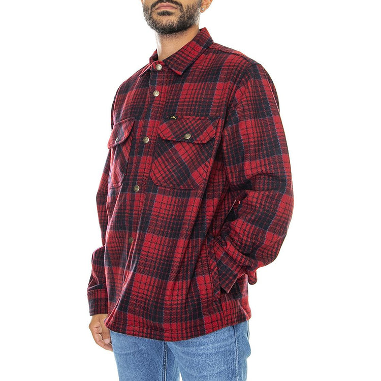 101 Wool Overshirt Salsa-L93BCFDG - Camicia Uomo Rossa / Multicolore 112322531  LEE 