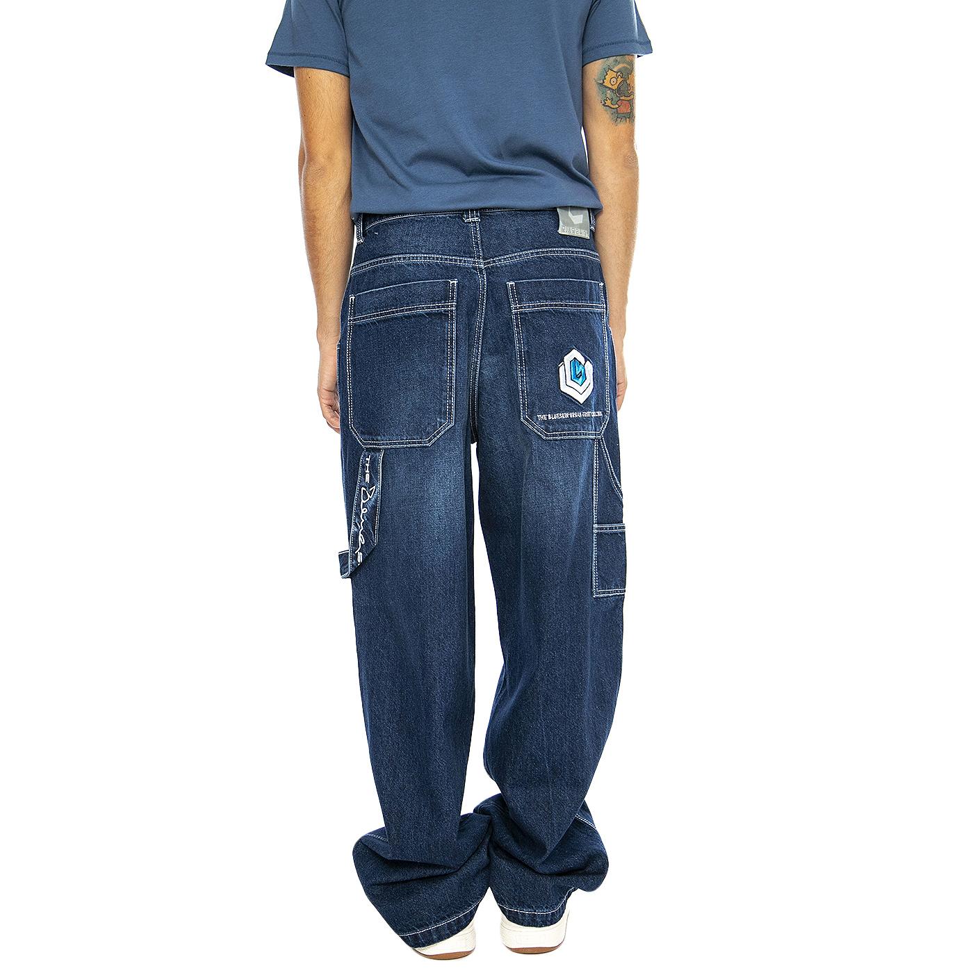 R-Blue-L Used Dark Blue - Pantaloni Denim Jeans Uomo Blu R-BLUE-660  BLUESKIN 