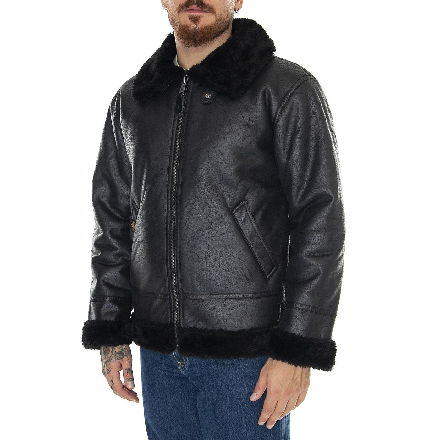 B3 FL Black / Black - Giacca Uomo Nera 143106-515  ALPHA INDUSTRIES 