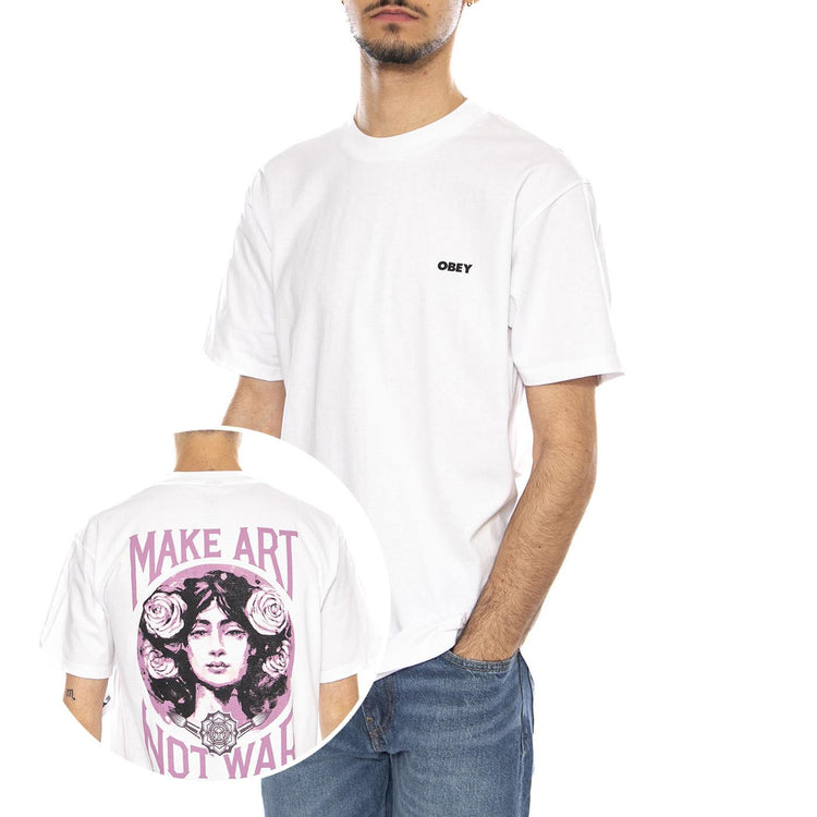 Obey Make Art Not War Tee -- Maglietta Girocollo Uomo Bianca 165264062 WHT OBEY 