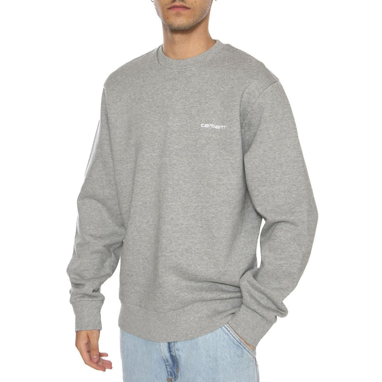Script Embroidery Sweat Grey Heather / White - Felpa Uomo Grigia I034496.00DXX  CARHARTT WIP 