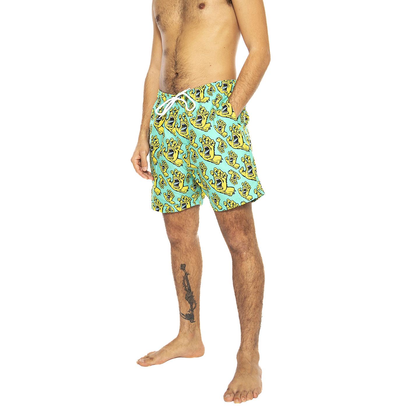 Hands All Over Turquoise - Costume da Bagno Uomo Multicolore SCA-SHR-5047  SANTA CRUZ 