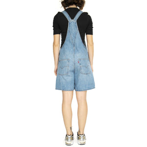 Vintage Shortall Light Indigo Worn In - Salopette Bermuda Denim Jeans Donna Blu 52333-0040  LEVIS 