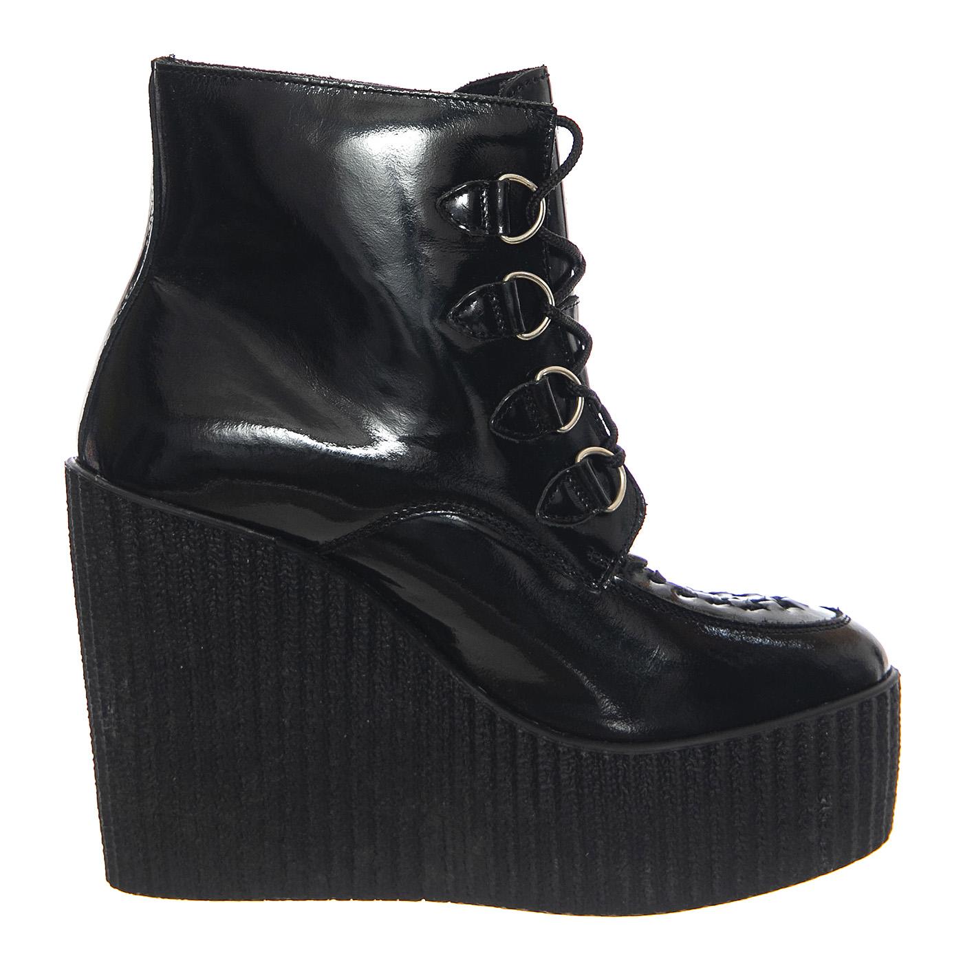 Wedge Wulfurn Ankle Boot Black Patent - Scarpe Stringate Profilo Alto Donna Nere 11862  UNDERGROUND 