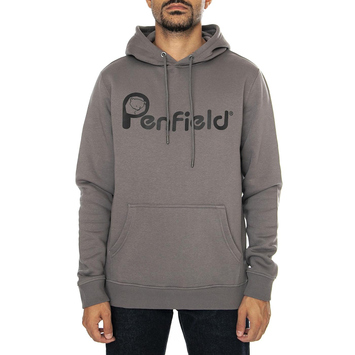 Penfield Bear Chest Print Hood Castlerock - Felpa con Cappuccio Uomo Grigia PFD0035-Y3A  PENFIELD 