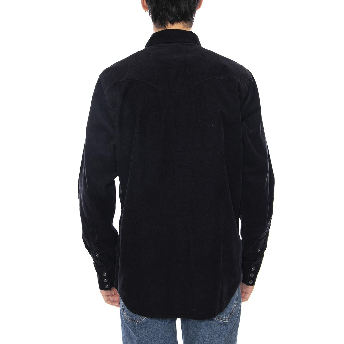 Western Cord Shirt Black - Camcicia in Velluto a Coste Uomo Nera 112371429 . WRANGLER 