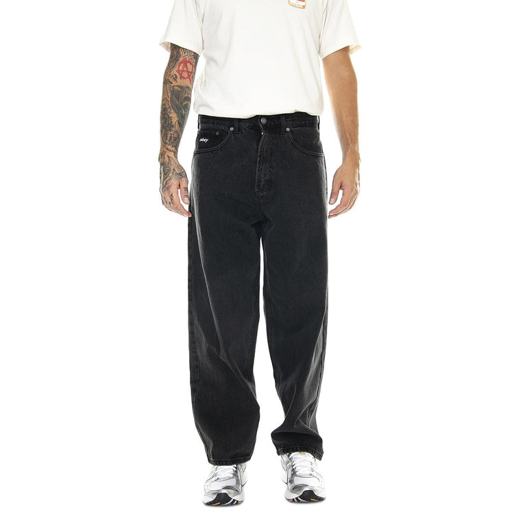 Bigwig Baggy Denim Faded Black - Pantaloni Denim Jeans Uomo Neri 142010087-FBL  OBEY 