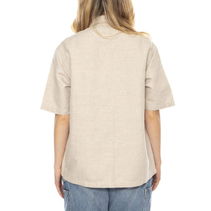 W' S/S Michigan Shirt Natural Rinsed -- Camicia Donna Beige I035573-RINSED . CARHARTT WIP 