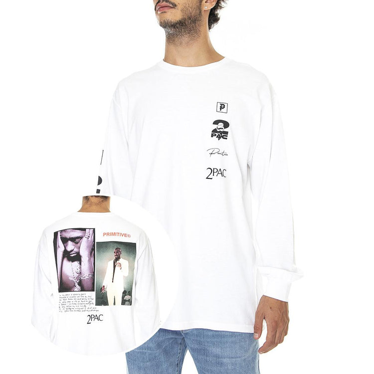 Voice L/S Tee White - Maglietta Girocollo Maniche Lunghe Uomo Bianca PRALS22160  PRIMITIVE 