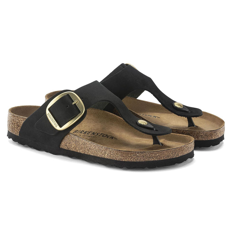 W' Gizeh Big Buckle Black Nubuck Leather - Sandali Donna Neri 1024019  BIRKENSTOCK 