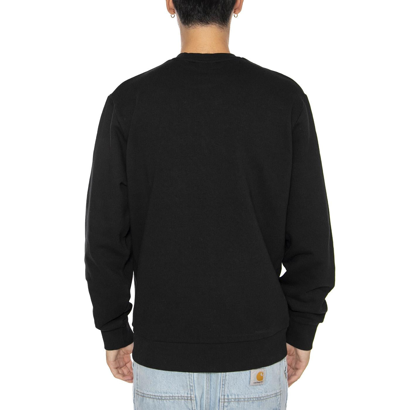 Script Embroidery Sweat Black / White - Felpa Girocollo Uomo Nera I034496-0D2 . CARHARTT WIP 