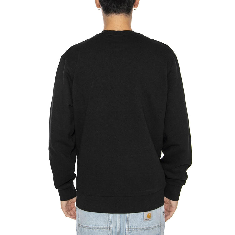Script Embroidery Sweat Black / White - Felpa Girocollo Uomo Nera I034496-0D2 . CARHARTT WIP 