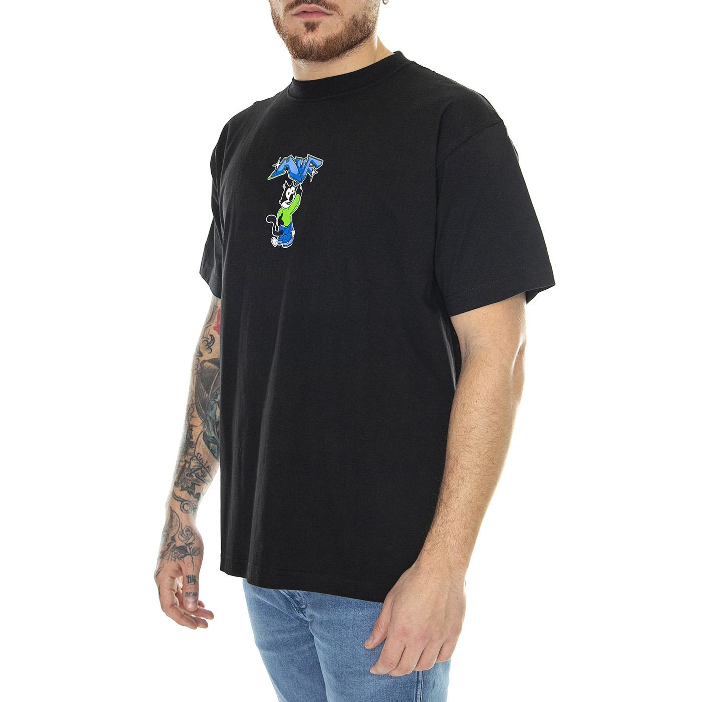 Bad Cat S/S Tee Black - Maglietta Girocollo Uomo Nera TS02135-BLACK  HUF 
