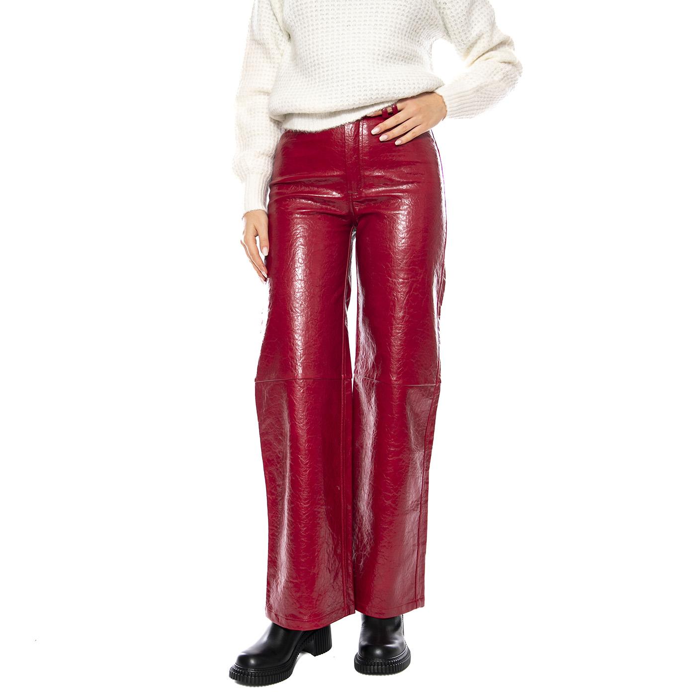 Pantalón Recto Cuero Sintético -- Pantaloni Donna Rossi 53W/11282 Rojo WILD PONY 