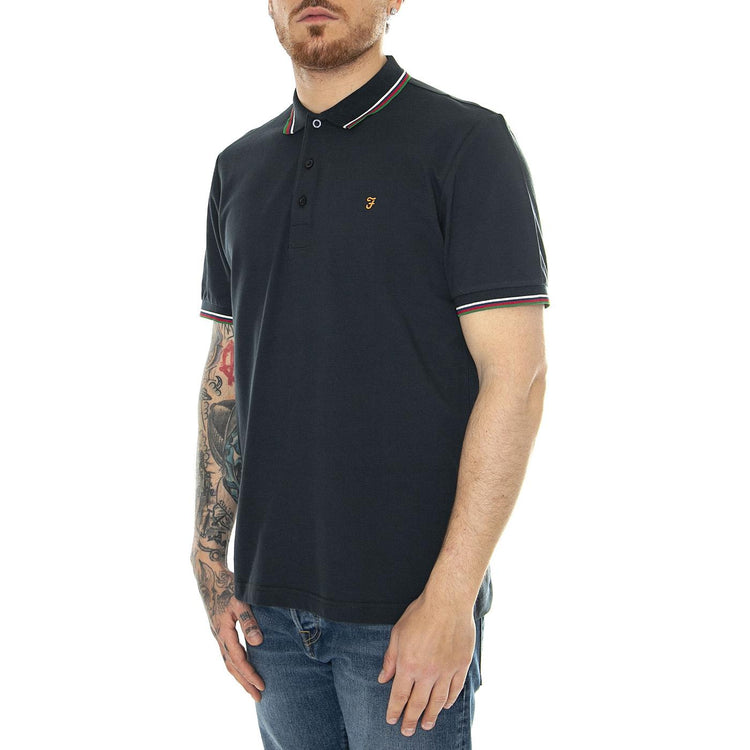 Alvin Tipped Collar Tru Navy Polo - Polo Uomo Verde F4KMD047412  FARAH 