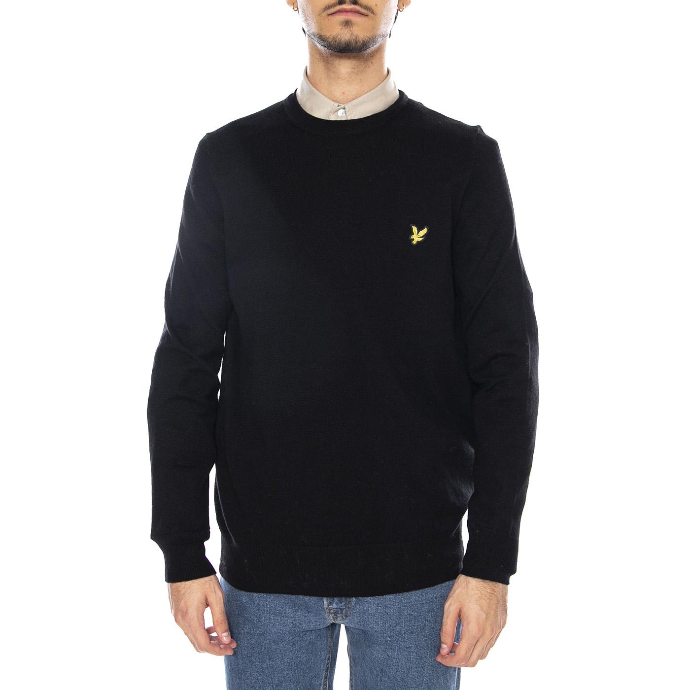 Cotton Merino Crew Neck Jumper Jet Black - Maglione Uomo Nero KN2110VC-Z865 . LYLE & SCOTT 