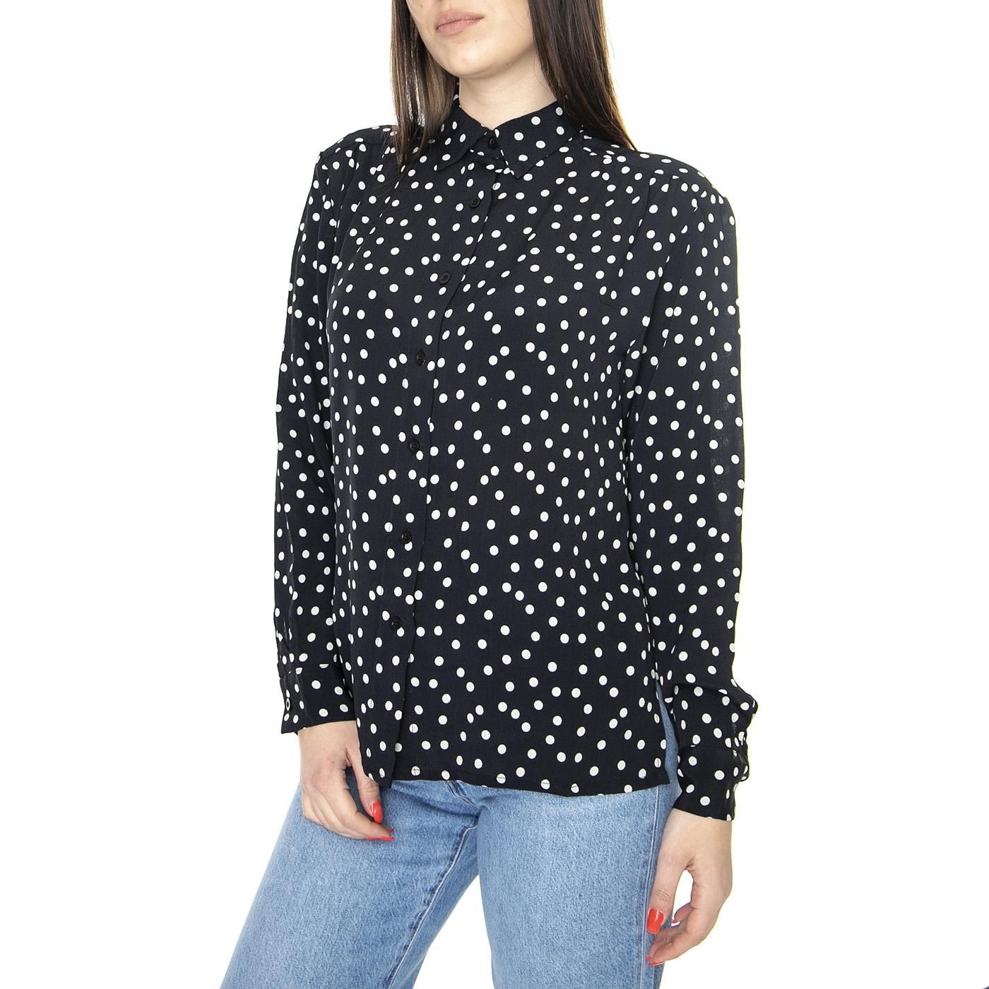 Camisa Fluida con Estampado de Lunares - Camicia Donna Nera 31W/41210  WILD PONY 