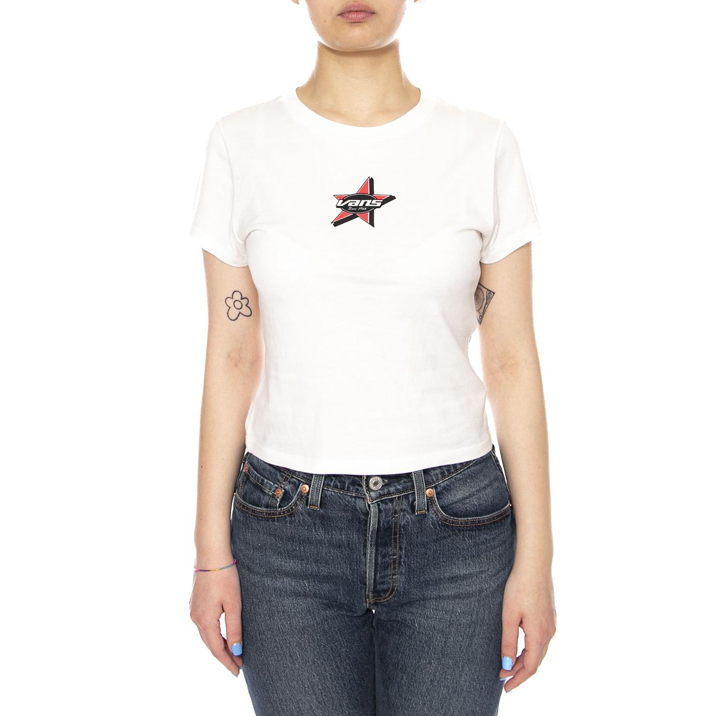 STARMARKED SS BABY TEE WHITE - Maglietta Girocollo Donna Bianca VN000SWB WHT1 VANS 