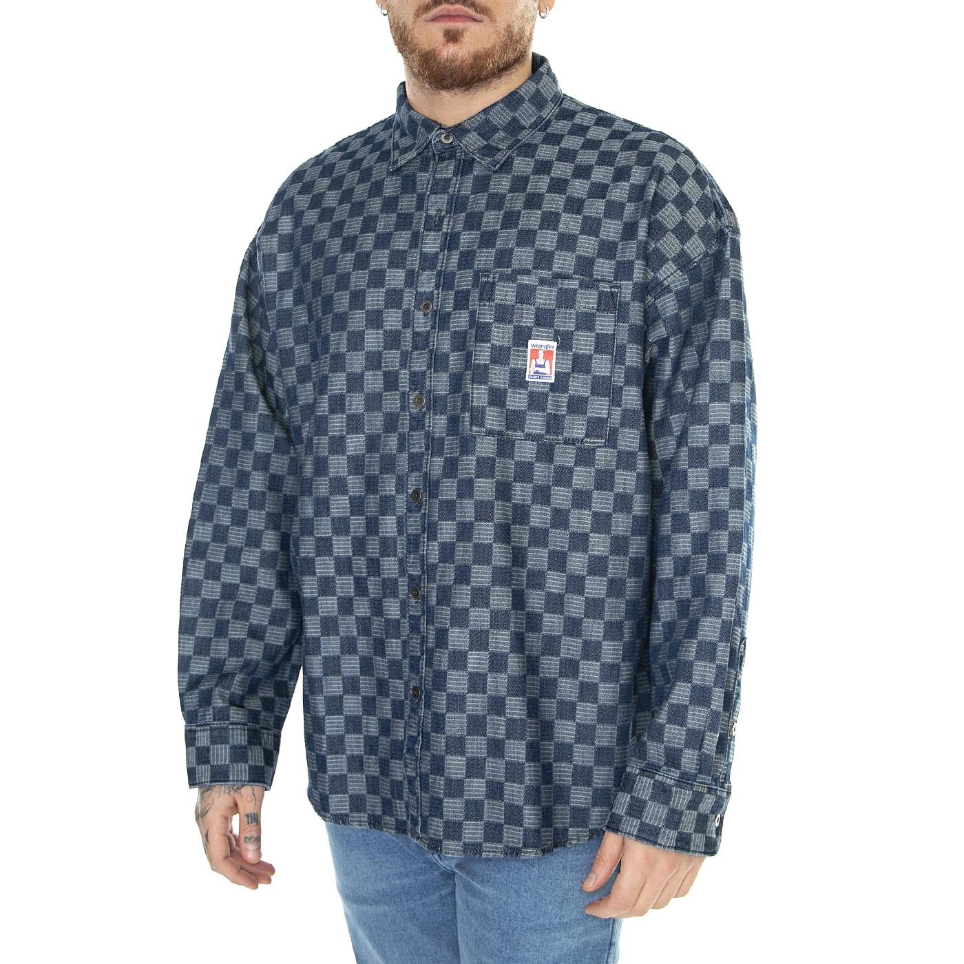 Overshirt Dark Indigo Shirt - Camicia Uomo Blu / Multicolore W5511HX1E  WRANGLER 