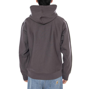 Hooded American Script Sweat Porphyry - Felpa con Cappuccio Uomo Verde I028279.33CXX . CARHARTT WIP 
