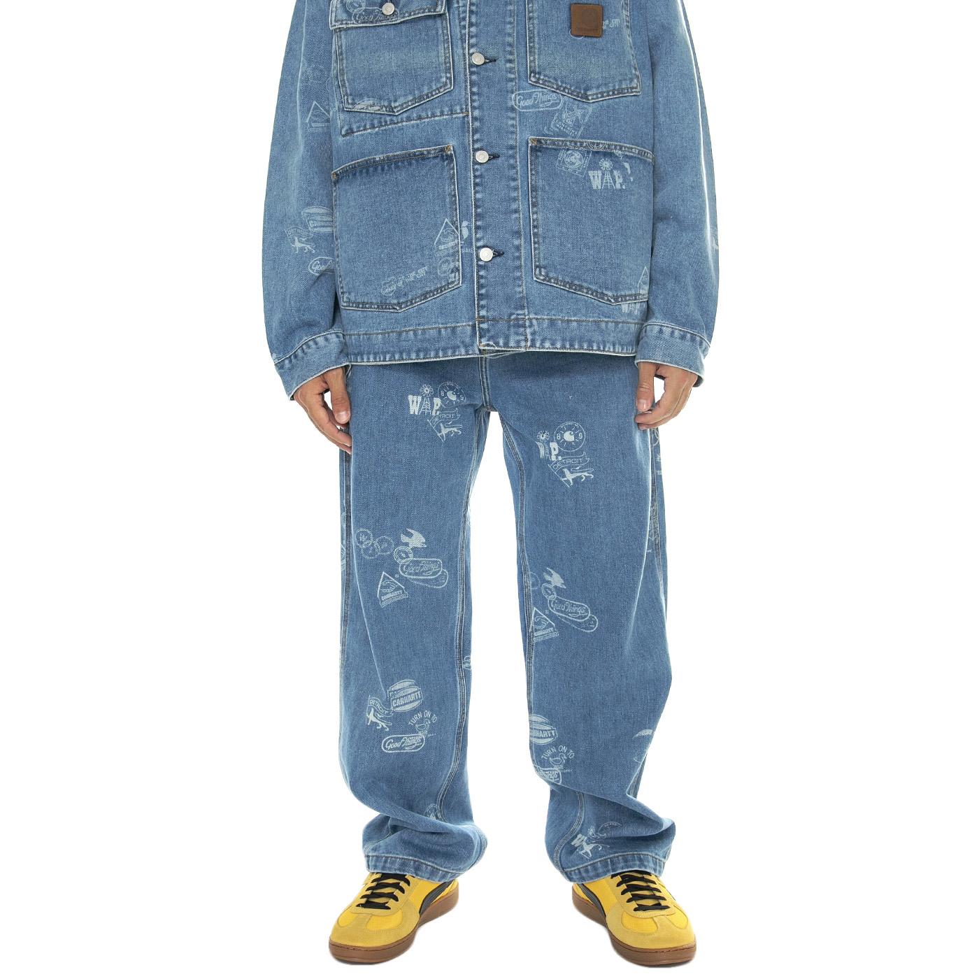 Stamp Pant Stamp Print, Blue bleached - Pantaloni Denim Jeans Uomo Blu I033745.2LN35  CARHARTT WIP 