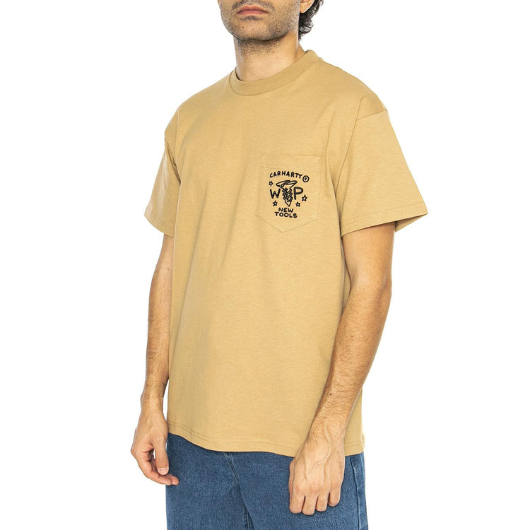 S/S Fragments Pocket T-Shirt Dusty H Brown / Black - Maglietta Girocollo Uomo Marrone I034407.0IAXX  CARHARTT WIP 