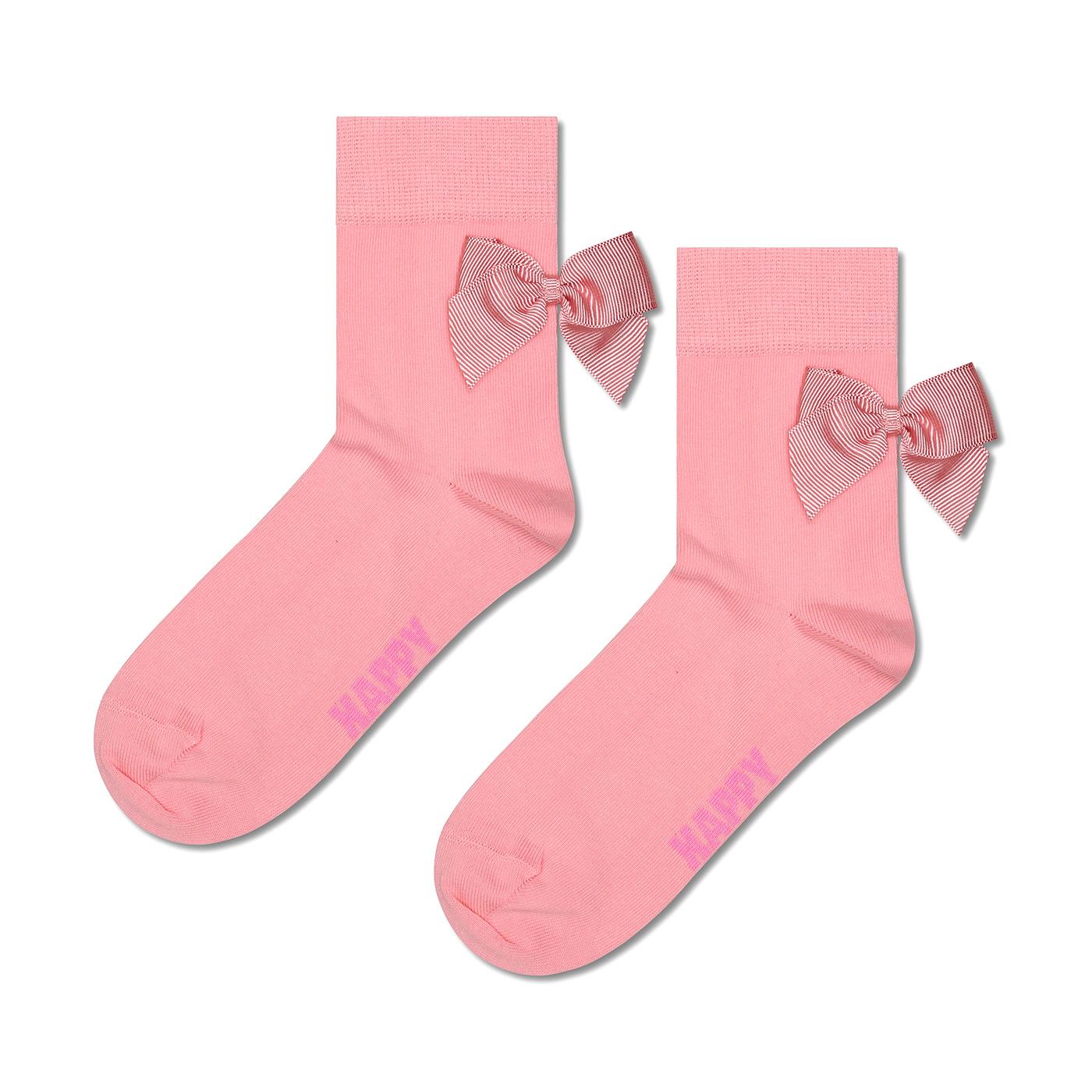 Bow 1/2 Crew Socks - Calzini Rosa P003126 PINK HAPPY SOCKS 