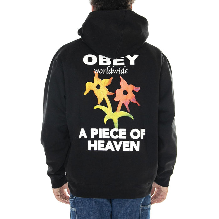 A Piece Of Heaven Premium Hooded Fleese Black - Felpa con Cappuccio Uomo Nera 112843558-BLK  OBEY 
