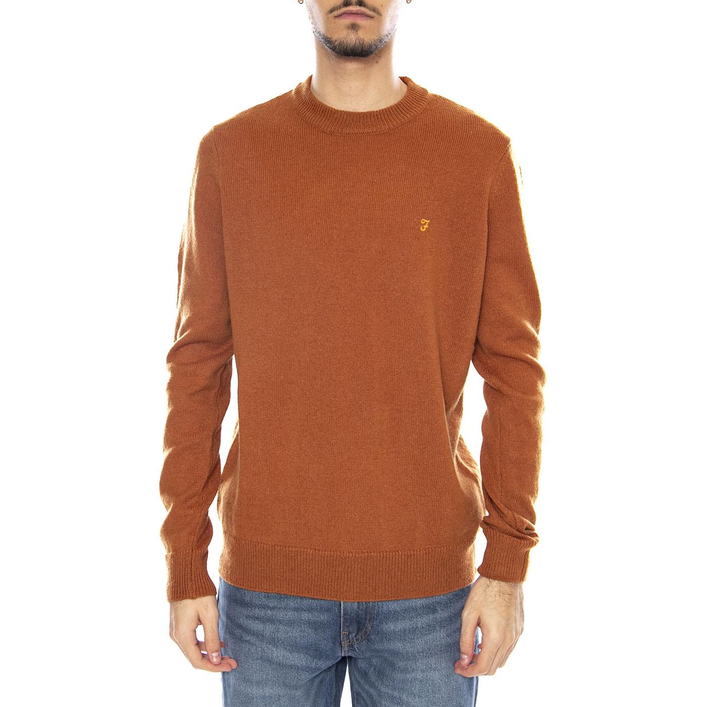 Maidstone Crew Sweat - Felpa Uomo Girocollo Burnt Ochre Ocra F4GFF060 833 FARAH 