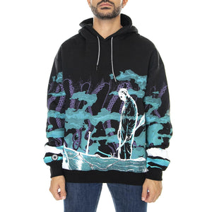 Jason Octopus River Hoodie Black - Felpa con Cappuccio Uomo Nera 22WOSH80-BLACK  OCTOPUS 