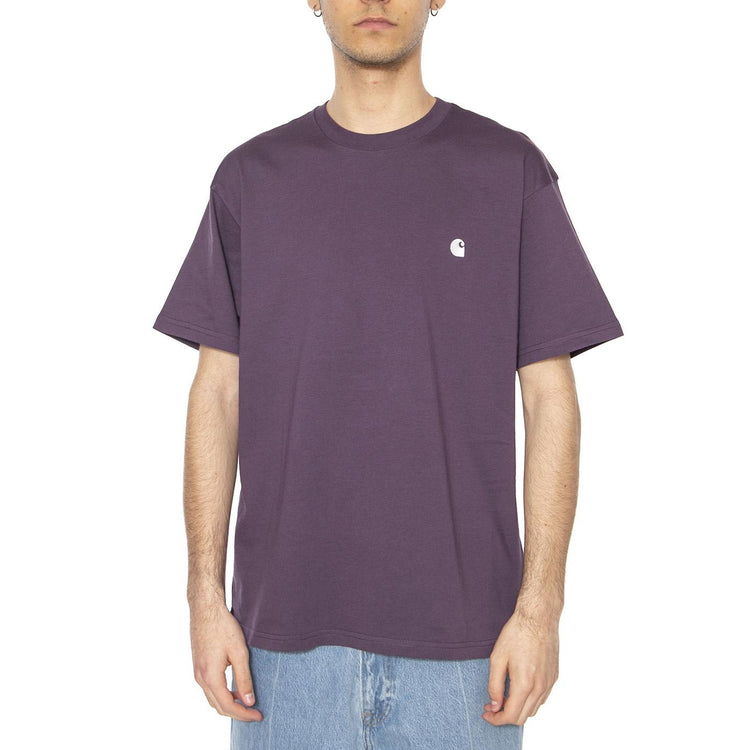 S/S Madison T-Shirt Huckleberry / White - Maglietta Girocollo Uomo Viola I033000.2RPXX  CARHARTT WIP 