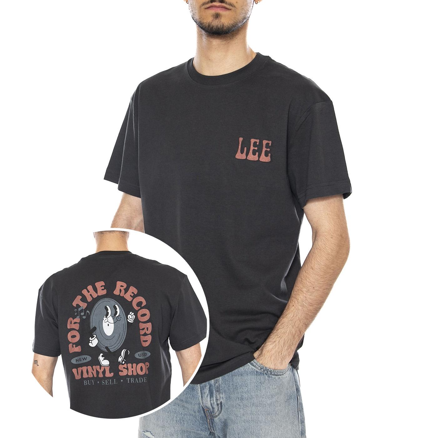 LEE VINYL TEE WASHED BLACK - Maglietta Girocollo Uomo Nera 112376460 BLK LEE 
