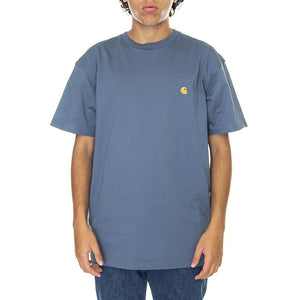S/S Chase T-Shirt Storm Blue / Gold - Maglietta Girocollo Uomo Blu I026391-0XWXX  CARHARTT WIP 