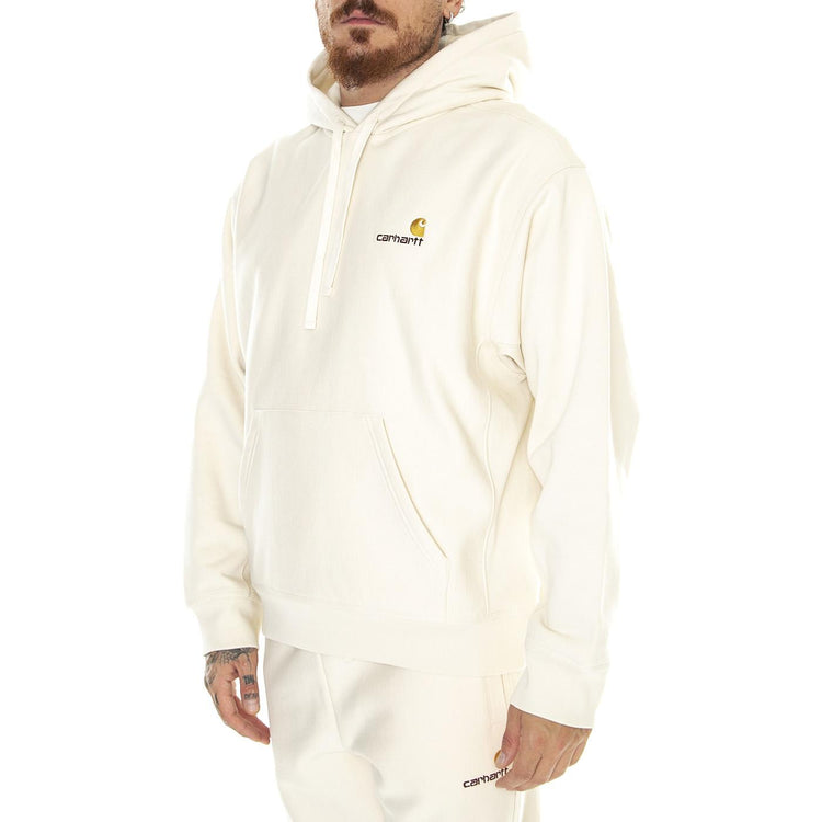 Hooded American Script Sweat Natural - Felpa con Cappuccio Uomo Bianca I028279-05XX . CARHARTT WIP 