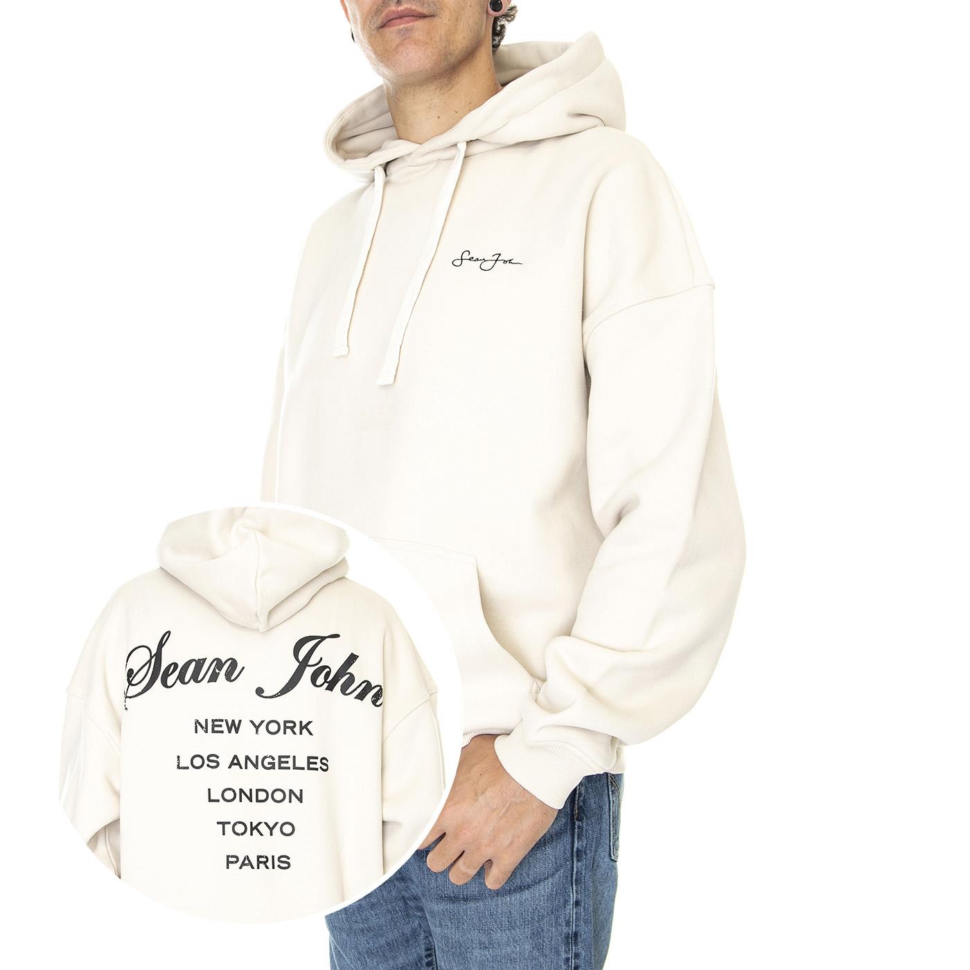 Script Logo Peached City Backprint Hoodie 01 Beige - Felpa con Cappuccio Uomo Beige 6021061/222  SEAN JOHN 