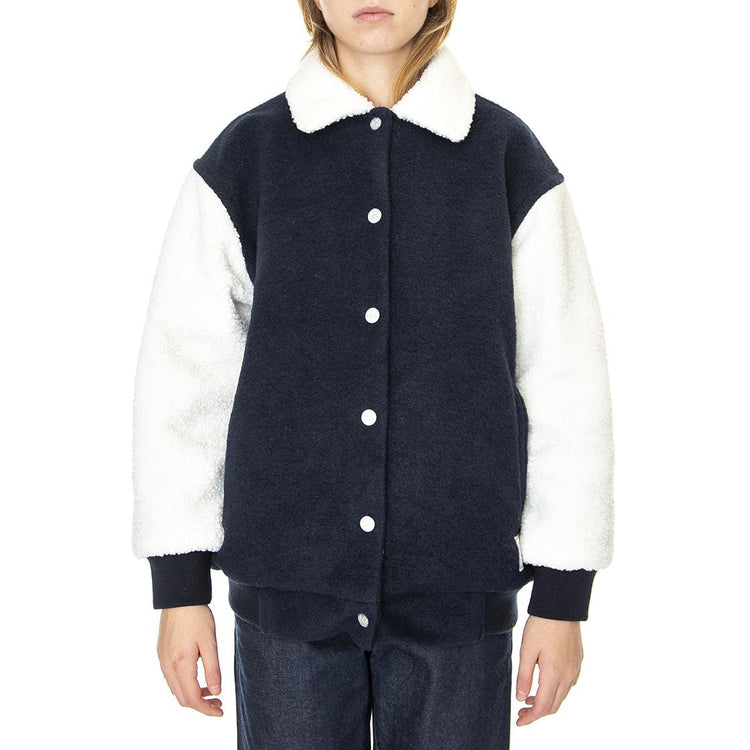 Elongated Varsity Jacket Navy-L55IEX35 - Giacca Invernale Donna Blu / Bianca 112320682  LEE 