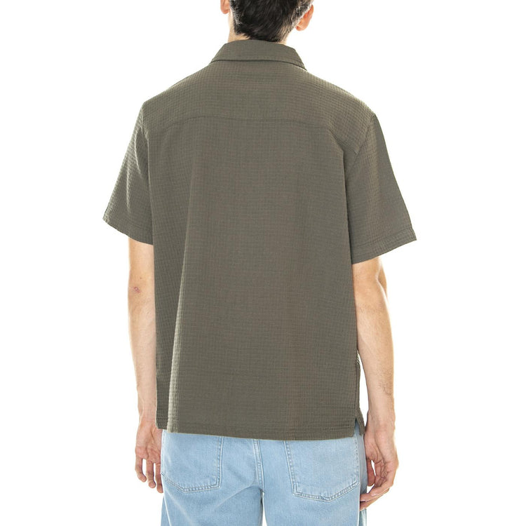 M' Fitzgerald Relaxed Fit Texture Shirt S/S - Camicia Maniche Corte Uomo Verde F4WSD040-310  FARAH 