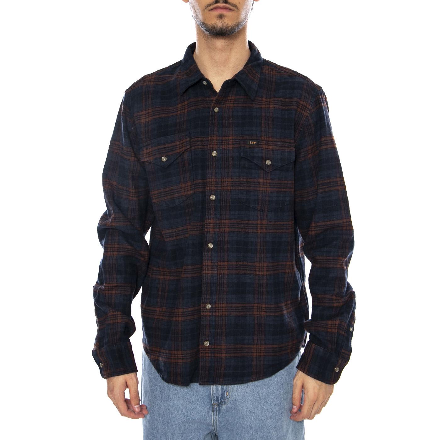 Clean Western Shirt Luxe Rivet Navy - Camicia a Quadri Uomo Blu / Multicolore 112371318  LEE 