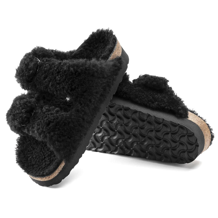 Arizona Big Buckle Teddy Black Fur - Sandali Donna Neri 1021705  BIRKENSTOCK 