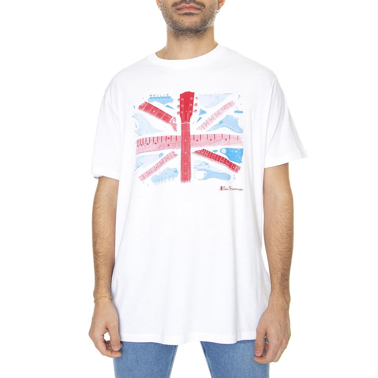 Smashed Guitar Union Jack Tee White - Maglietta Girocollo Uomo Bianca 61652-010  BEN SHERMAN 