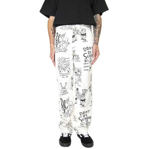 Vans x Daniel Johnston Authentic Chino Antique White - Pantaloni Chino Uomo Bianchi con Stampa VN0A7S573KS1  VANS 