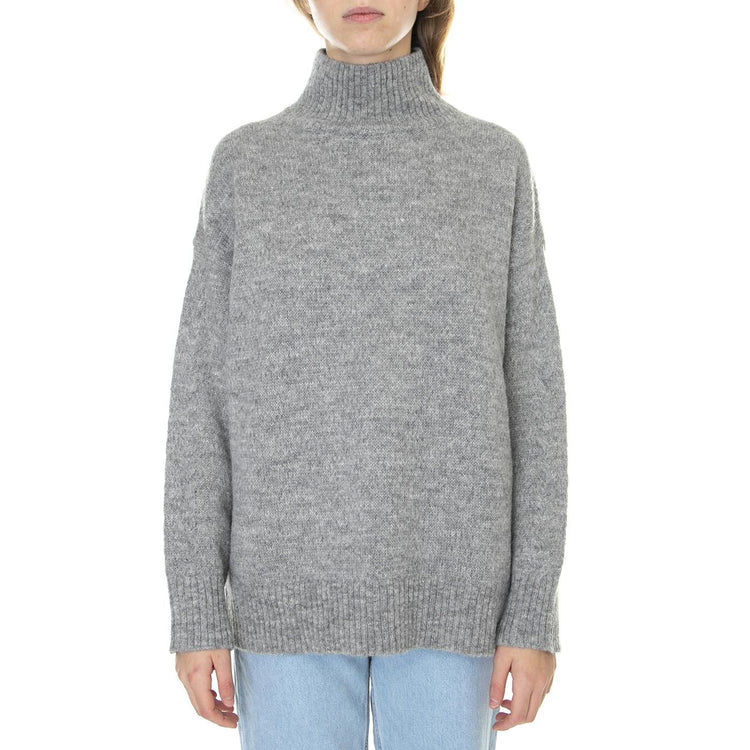 W´s Knit Stinne Grey Melange Alpaca Wool - Maglione Collo Alto Donna Grigio 330399-112  ELVINE 