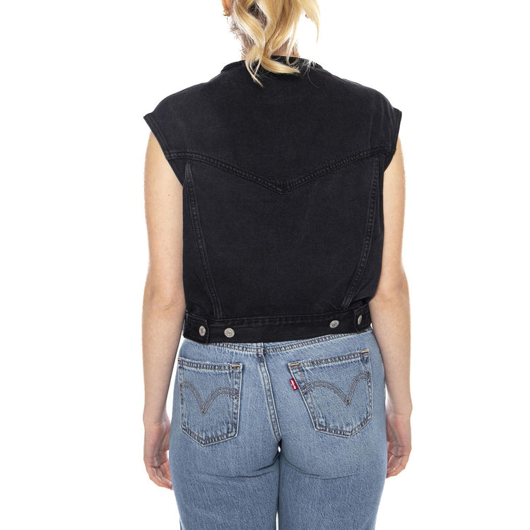 Collarless Shrunken 90S Vest - None Your Business Stone - Cardigan Donna Nero 005NP 0003 LEVIS 