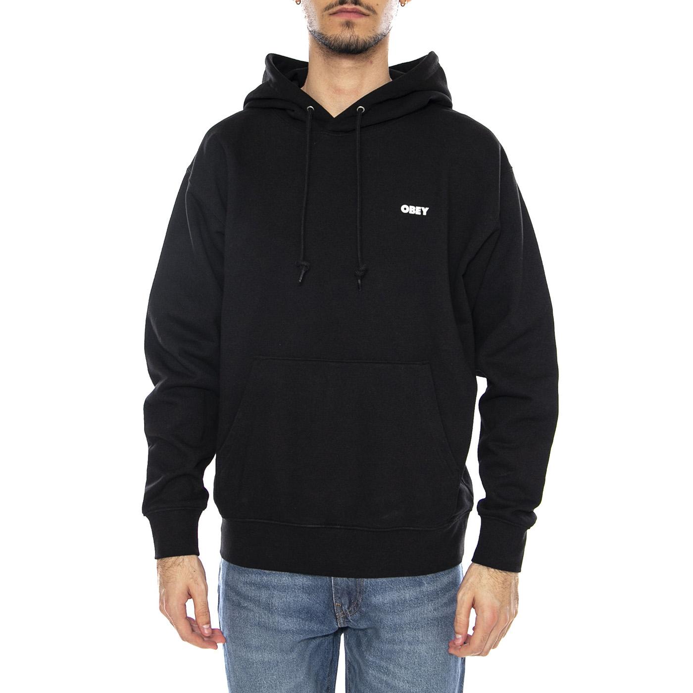 Obey Icon Stencil Flame Fleece -- Felpa con Cappuccio Uomo Nera 117464048 BLK OBEY 