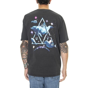 Space Dolphins Washed S/S Tee Black - Maglietta Girocollo Uomo Grigia TS01849-BLACK  HUF 