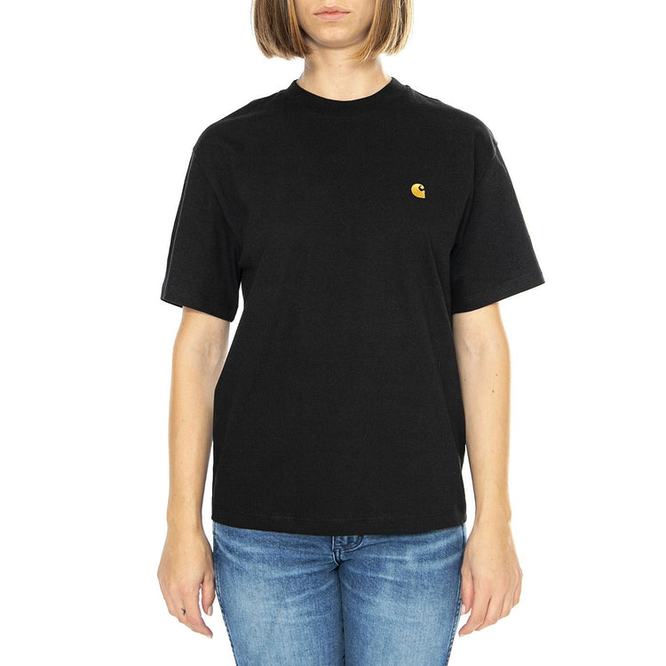 W' S/S Chase T-Shirt Black / Gold - Maglietta Girocollo Donna Nera I033045.00FXX . CARHARTT WIP 