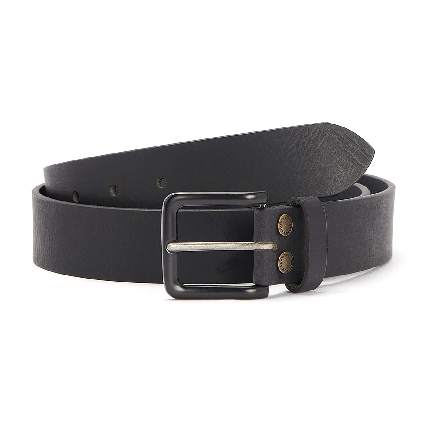 Double Rivet Belt Black - Cintura in Pelle Nera MAC0424-BK31-FW23  BARBOUR 